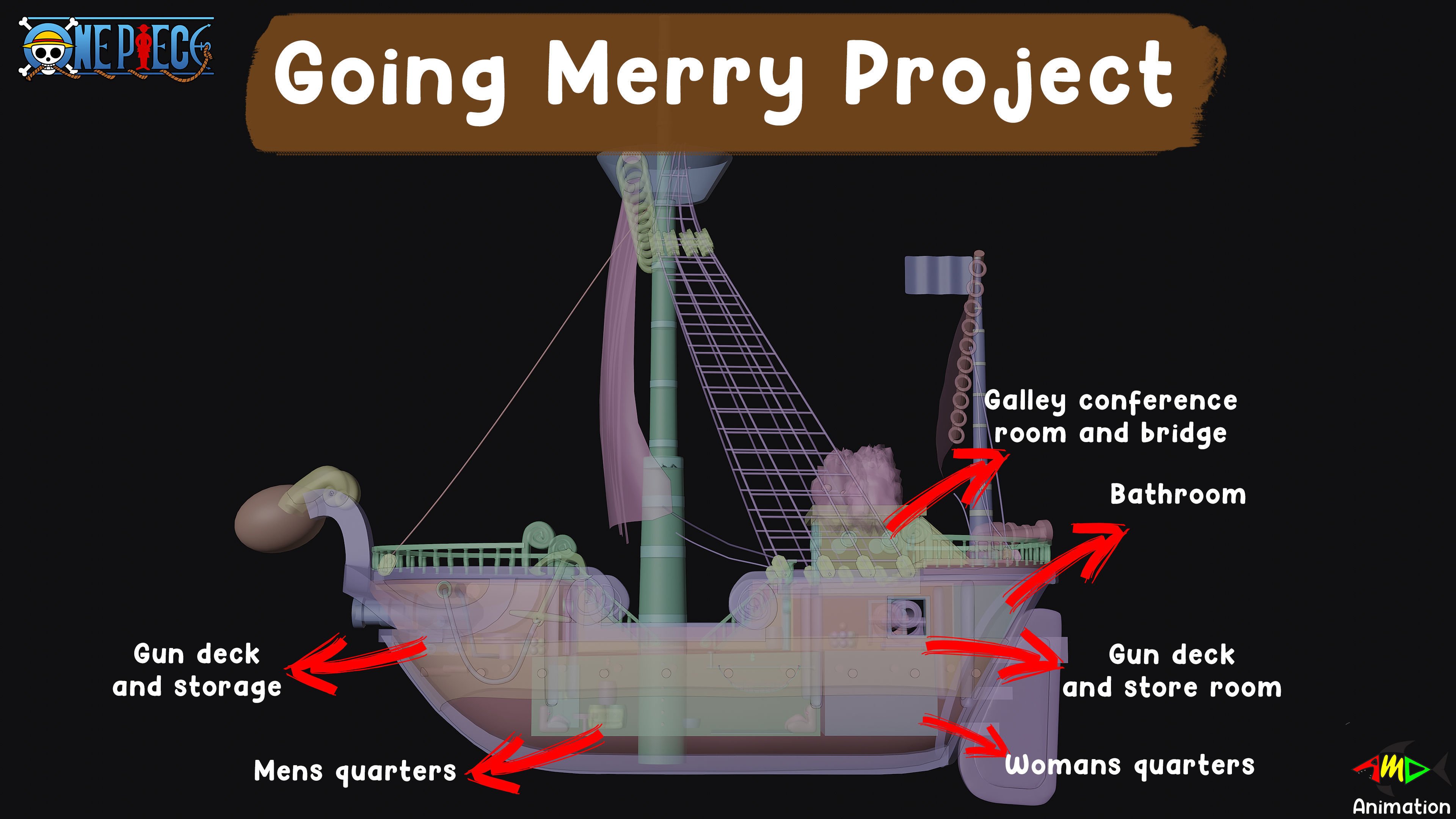 Going Merry One Piece Complete With Rooms 3D model_6