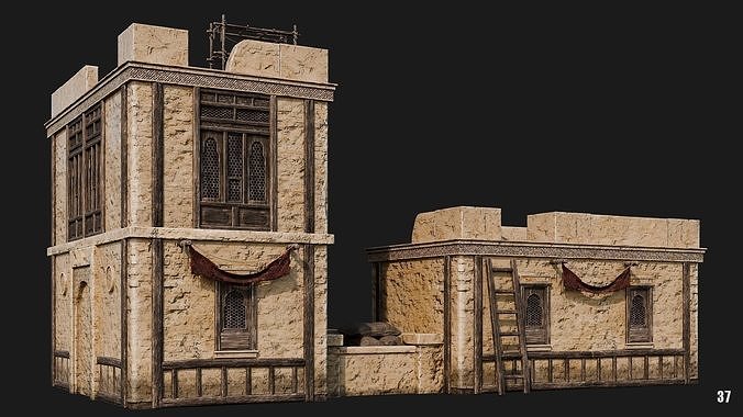 37-40 - Arabic Houses 4K Low-poly 3D model 5