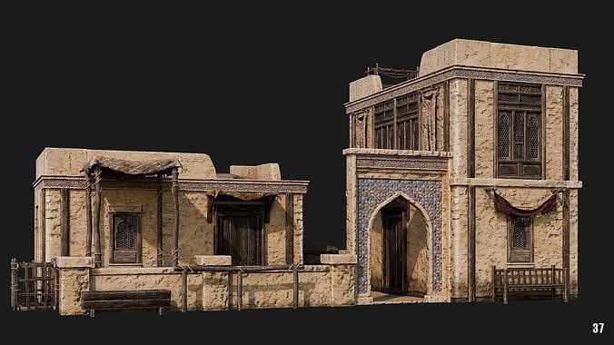 37-40 - Arabic Houses 4K Low-poly 3D model 2
