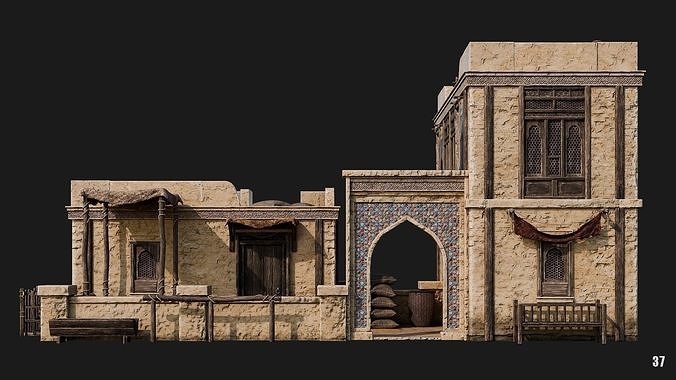 37-40 - Arabic Houses 4K Low-poly 3D model 7