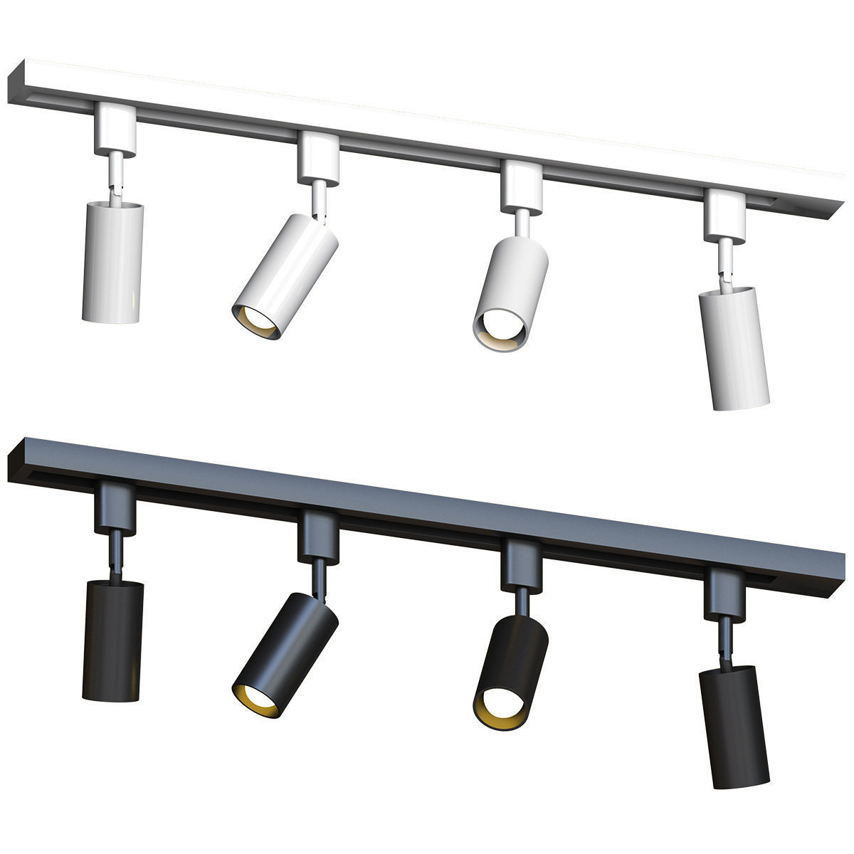 Nordic Style Tubular LED Track Lamp Metallic 3D model_1