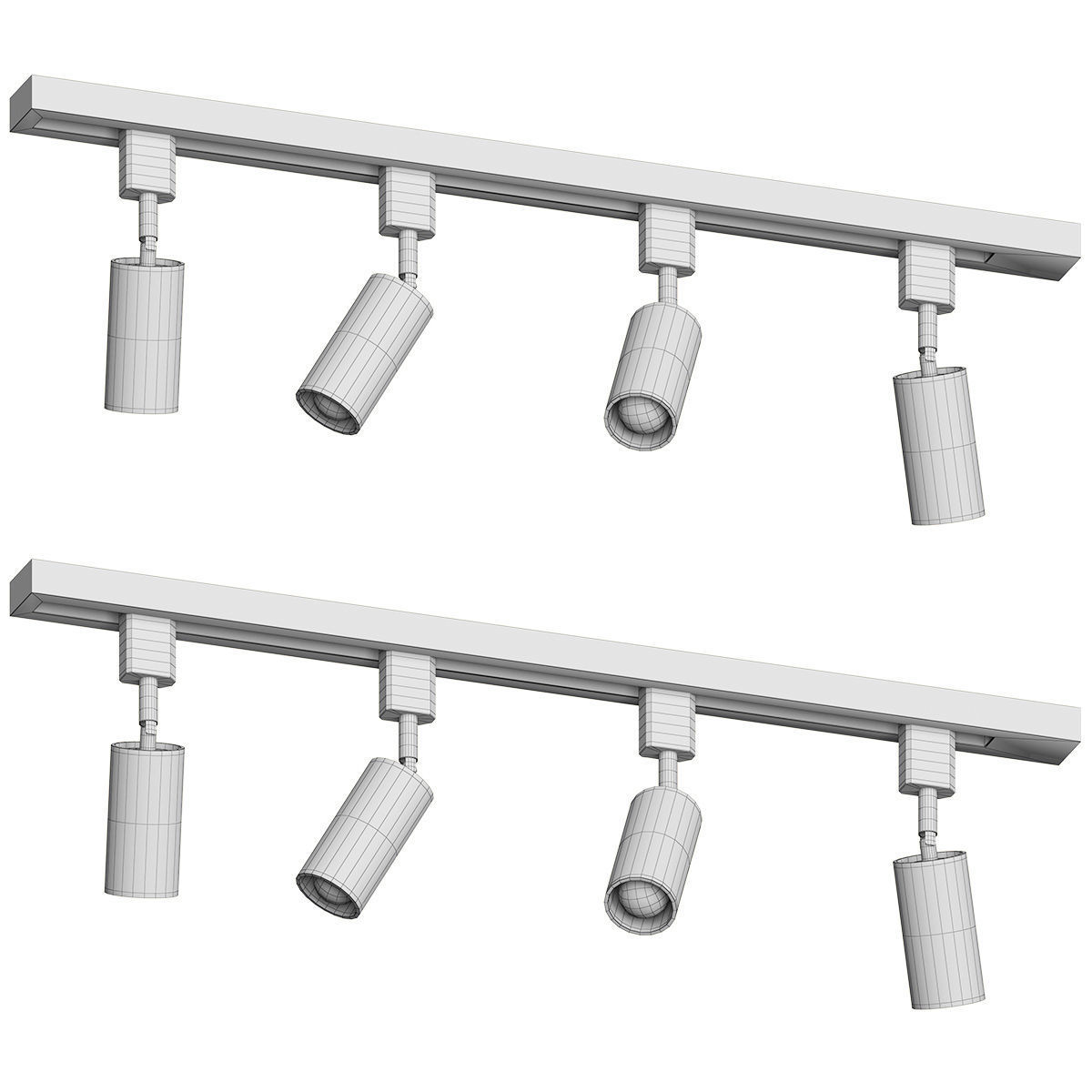 Nordic Style Tubular LED Track Lamp Metallic 3D model_2