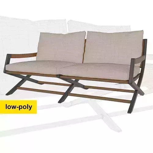 Flexform Emily Wood Bench low-poly Low-poly 3D model