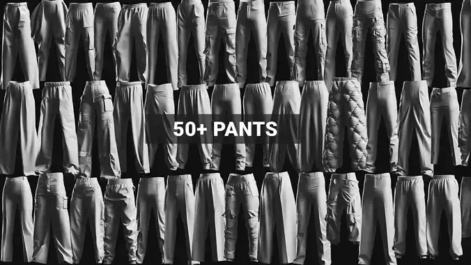 Basemesh Pants Collection 3D model