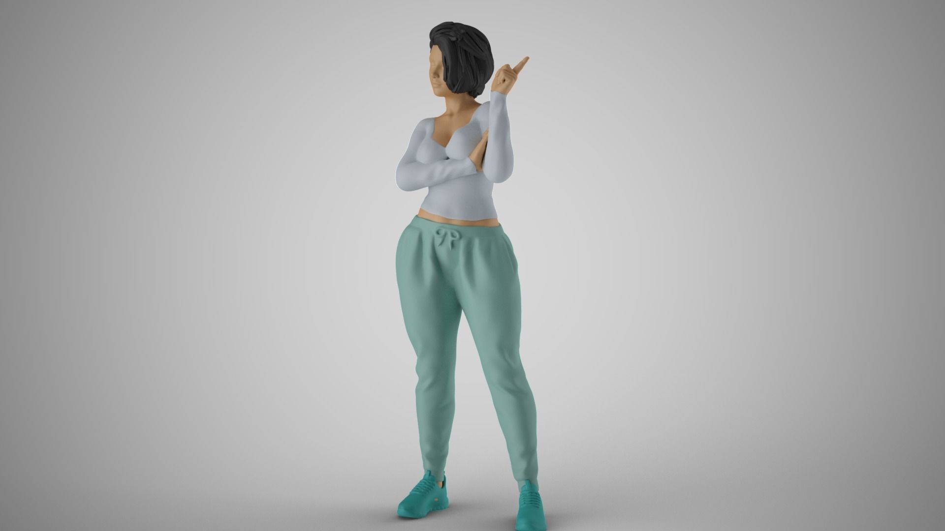 Woman Giving Sign 3D print model_10