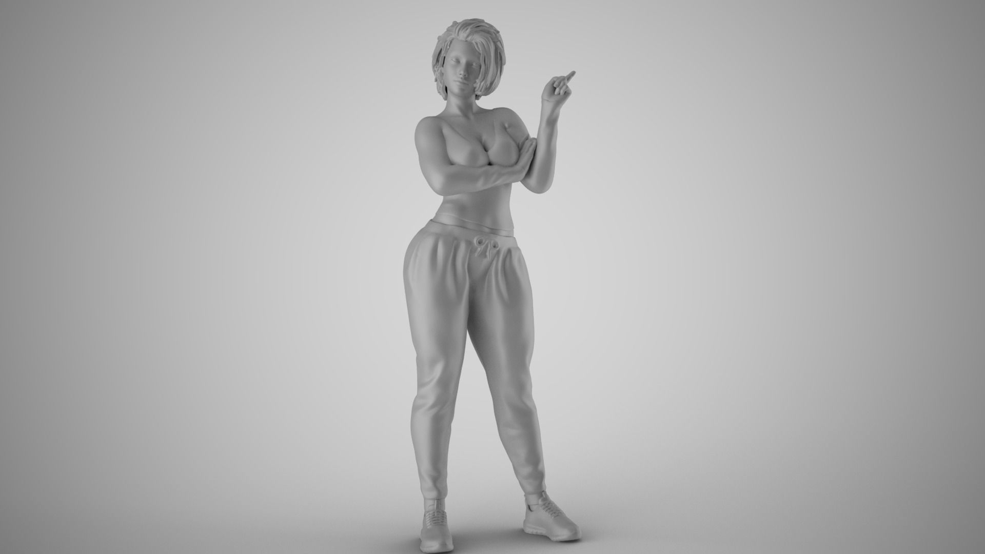 Woman Giving Sign 3D print model_2