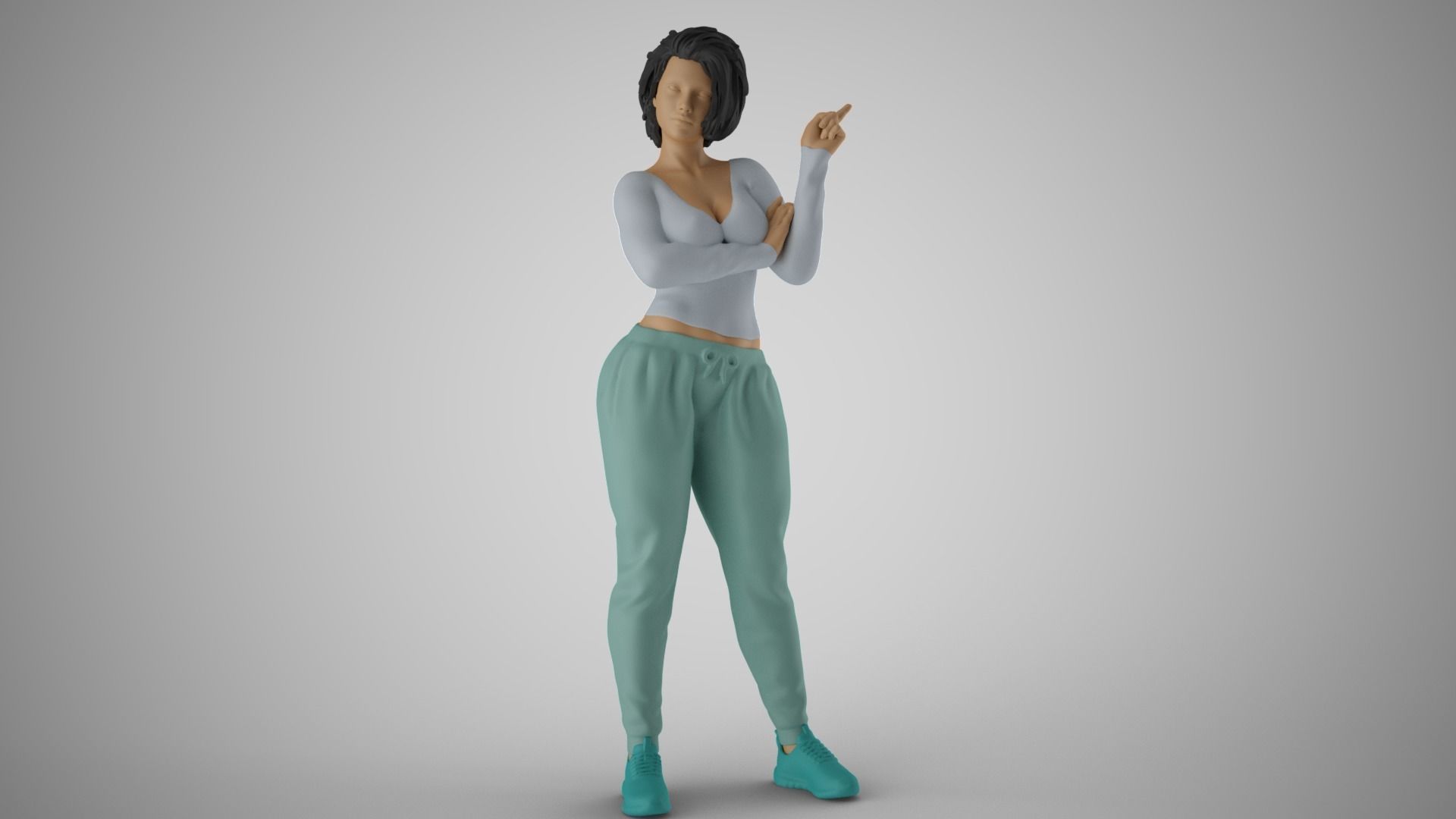 Woman Giving Sign 3D print model_16