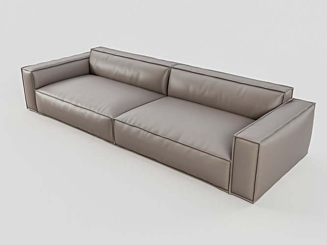 Modern Boxy Leather Sof 3D model