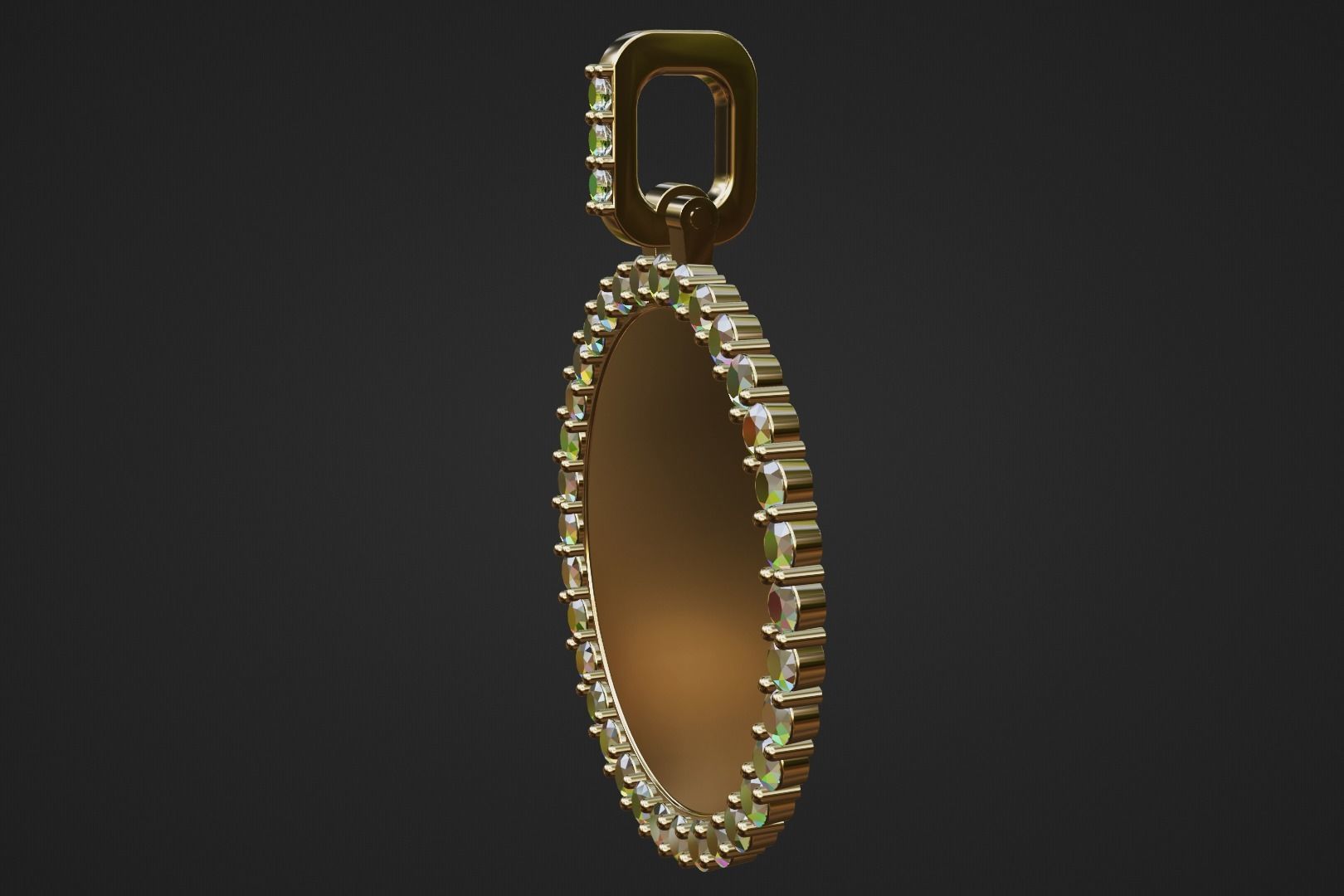 25mm diamond photo picture frame pendant 3D print model_1