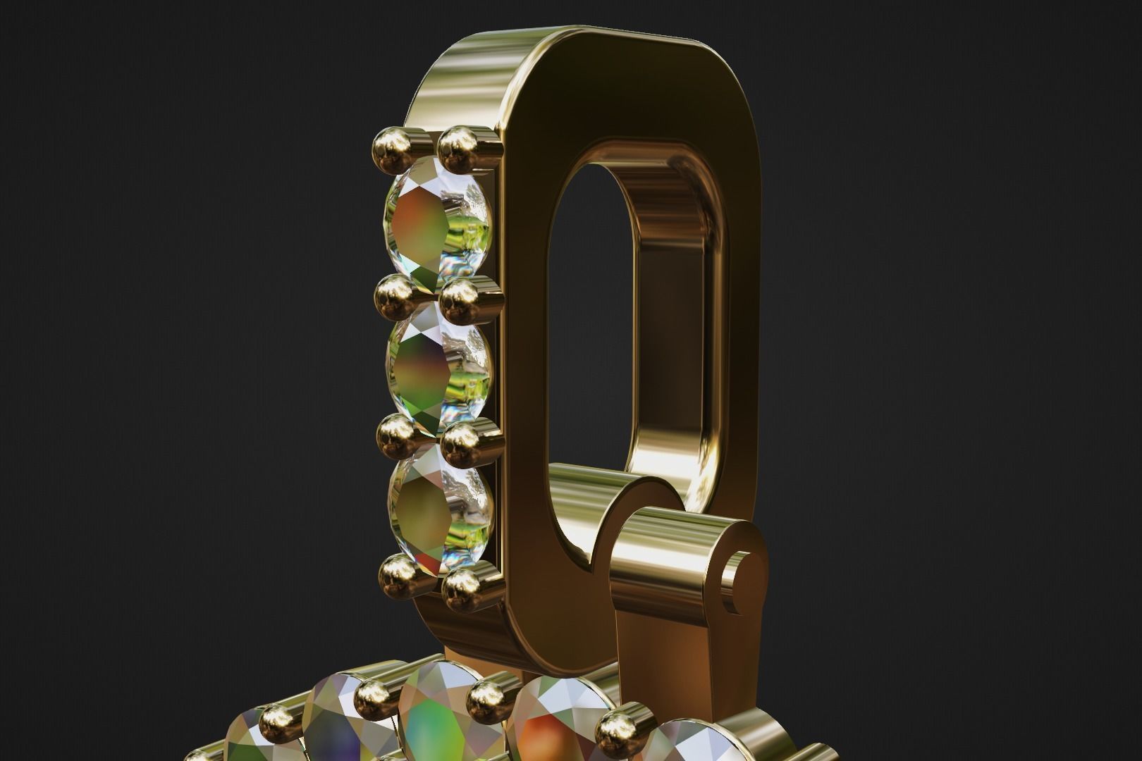 25mm diamond photo picture frame pendant 3D print model_4