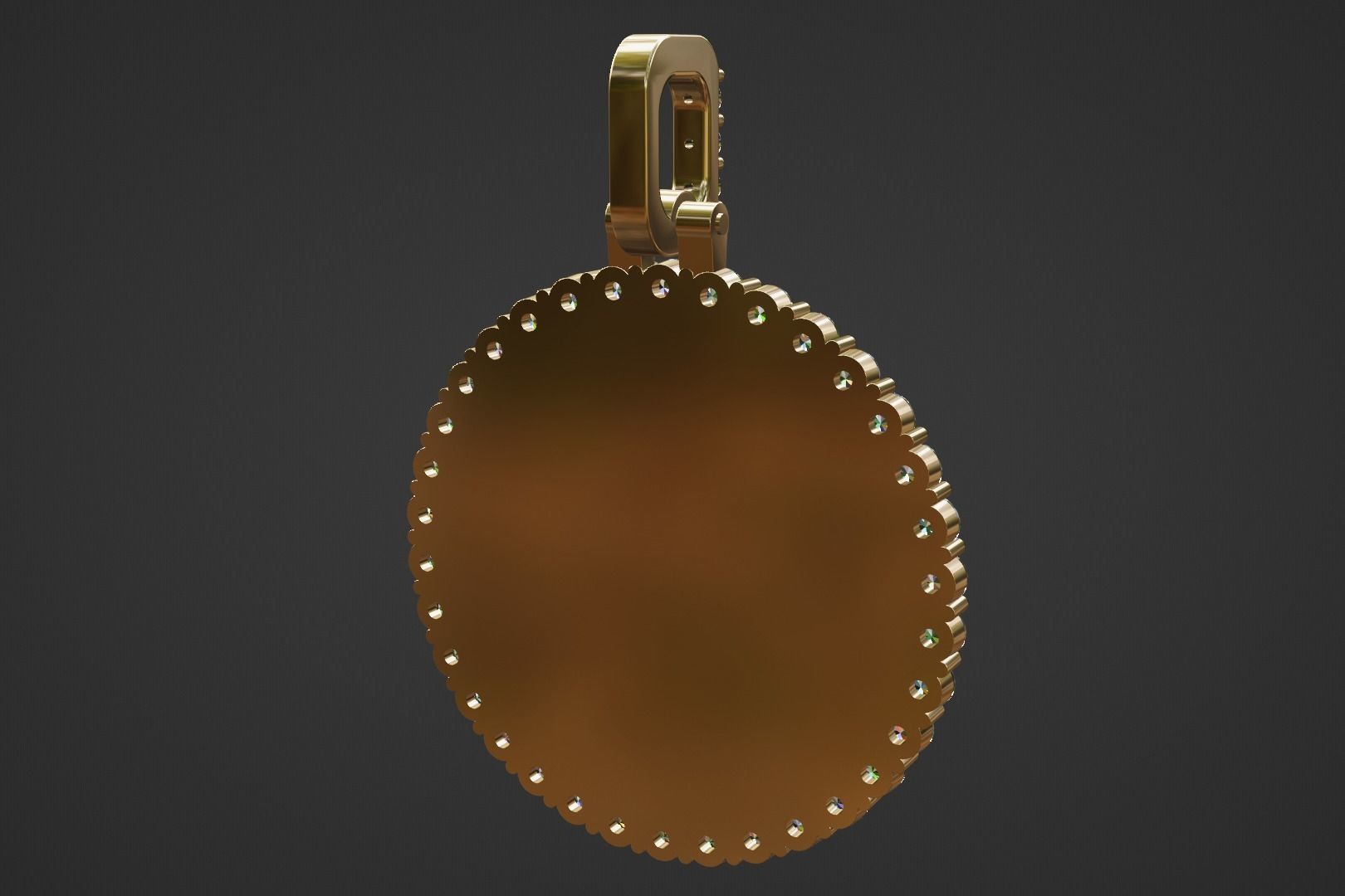 25mm diamond photo picture frame pendant 3D print model_2