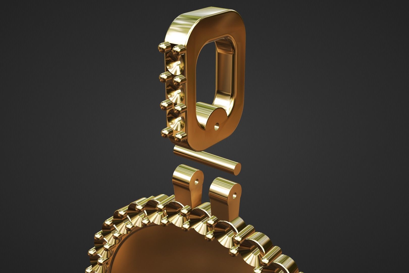 25mm diamond photo picture frame pendant 3D print model_5