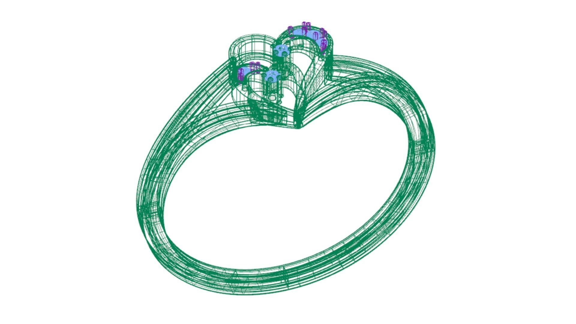 ELEGANT HEART DIAMOND RING 3D print model_7