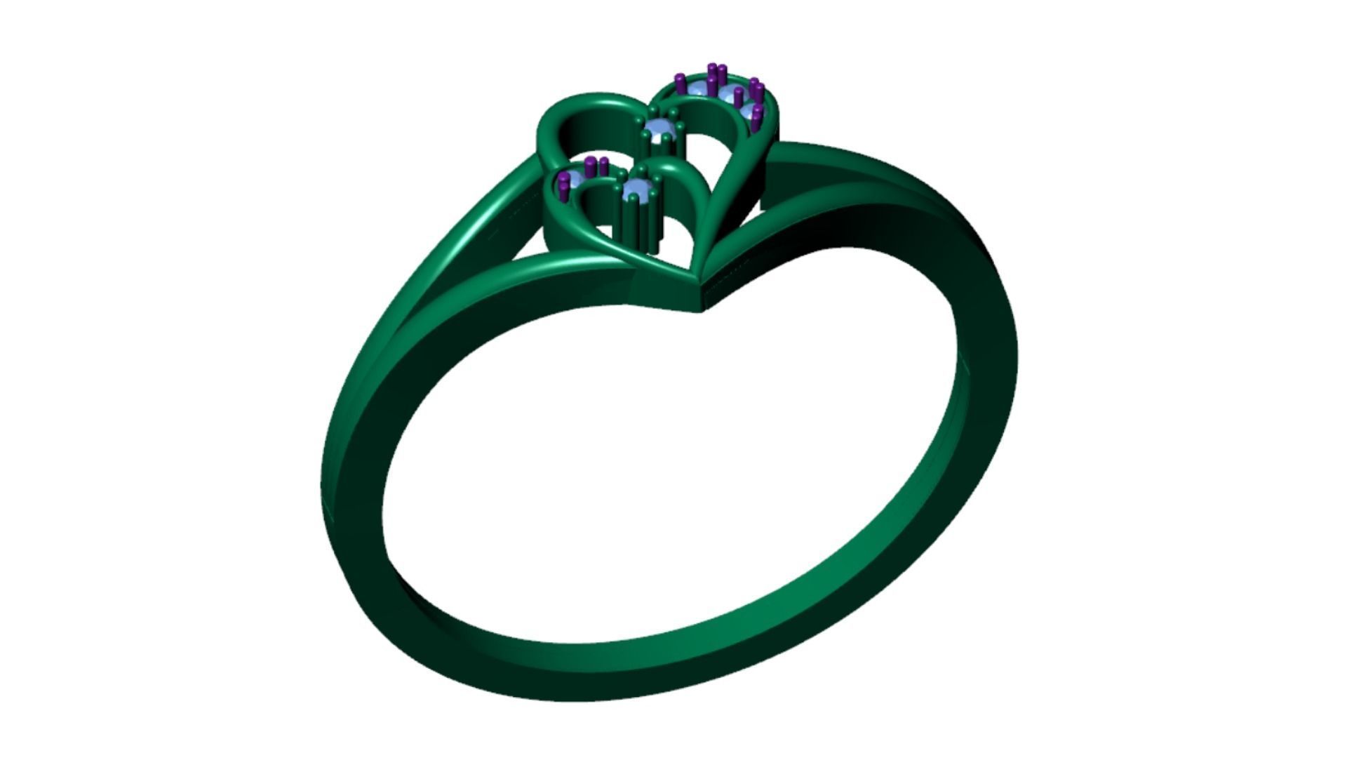 ELEGANT HEART DIAMOND RING 3D print model_6