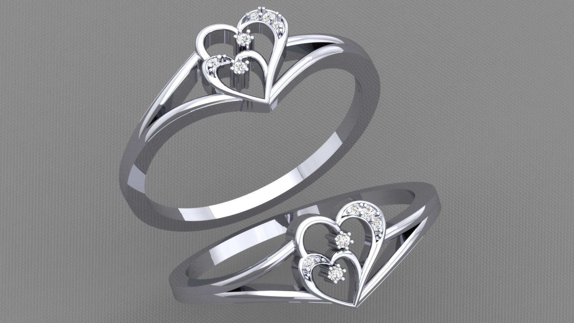 ELEGANT HEART DIAMOND RING 3D print model_3