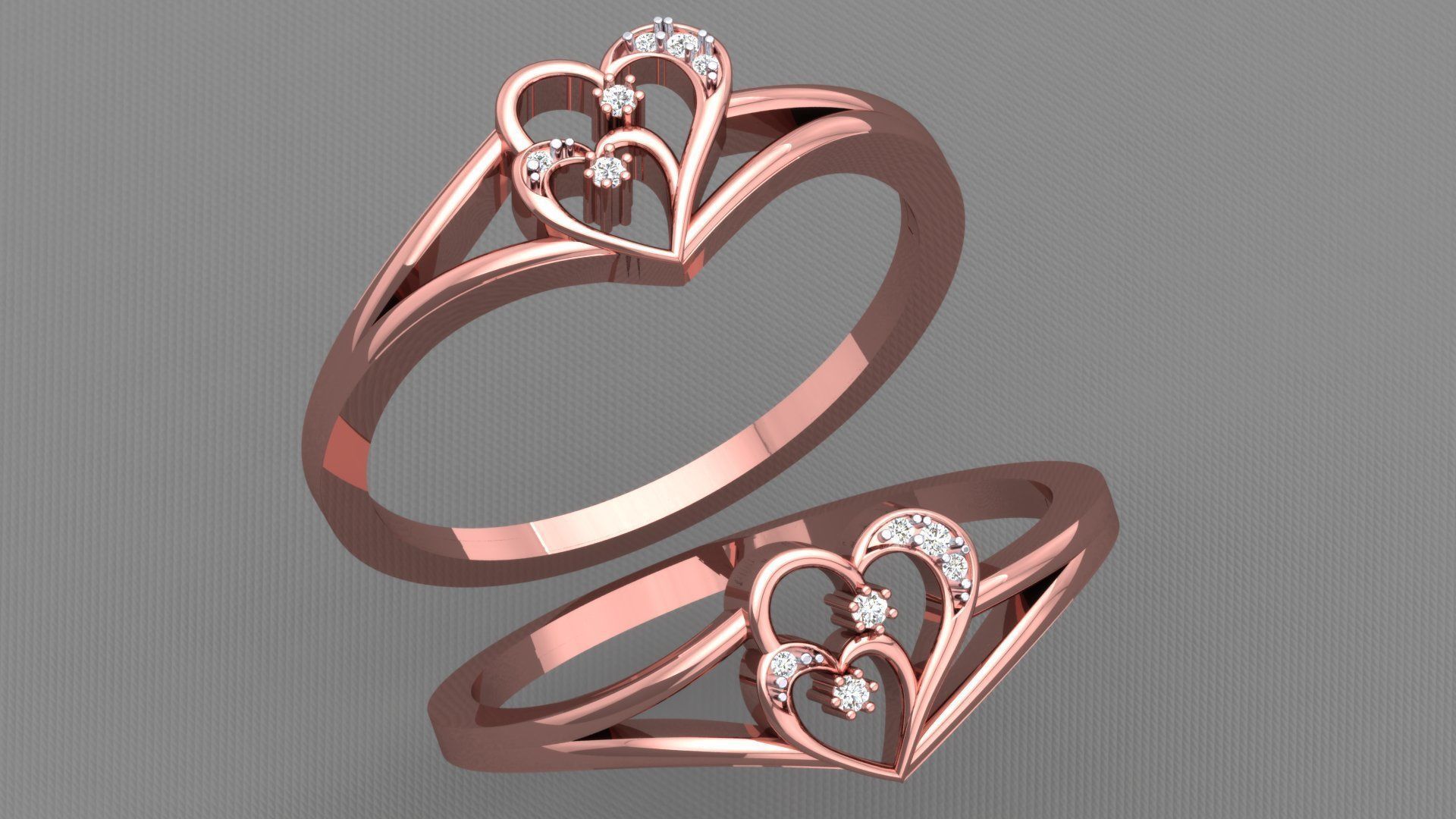 ELEGANT HEART DIAMOND RING 3D print model_4