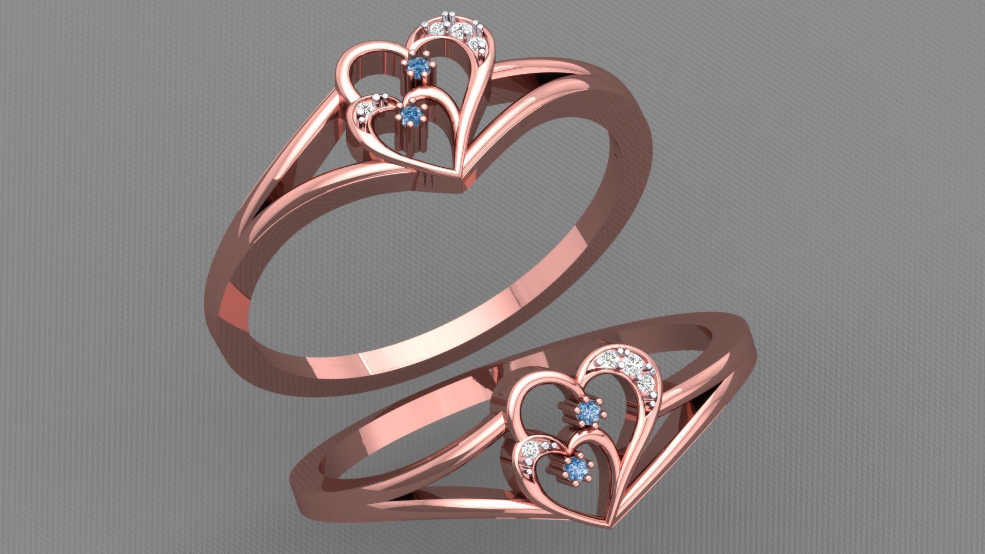 ELEGANT HEART DIAMOND RING 3D print model_1