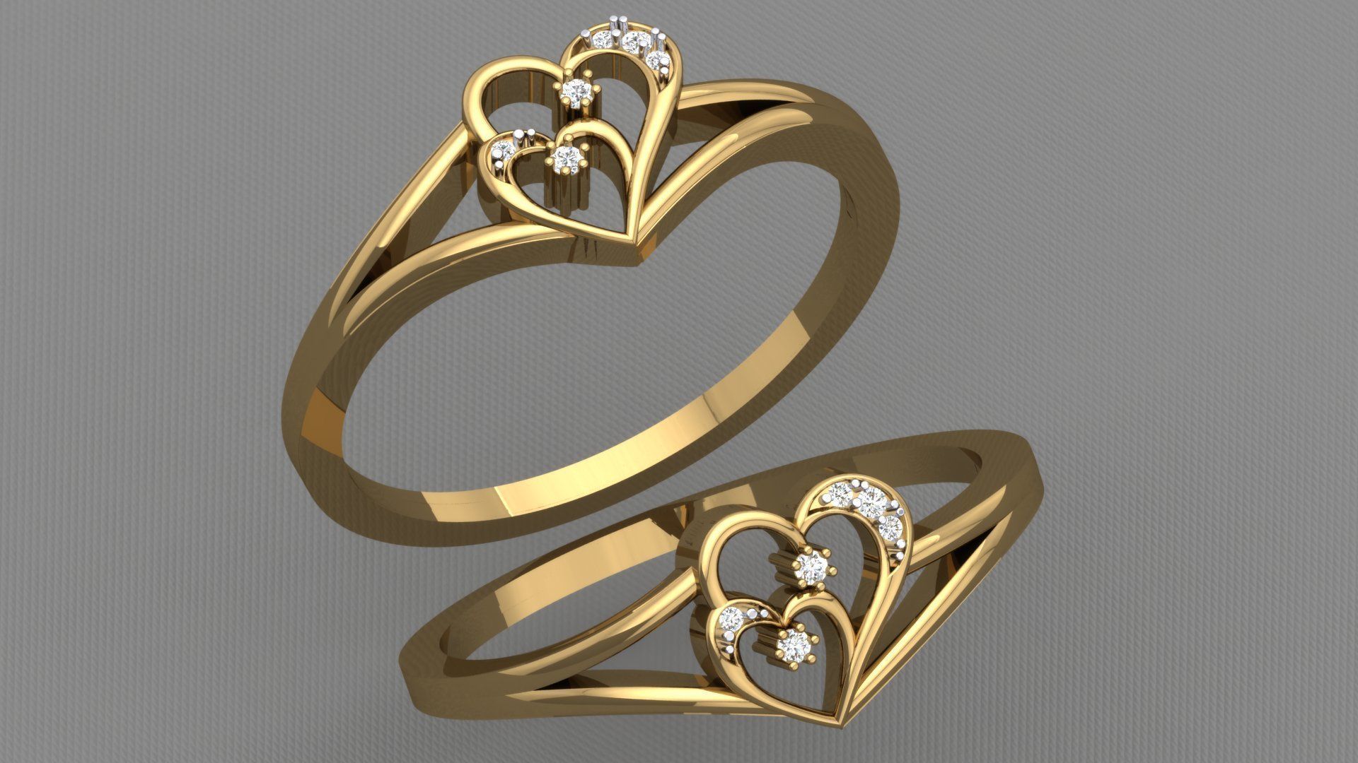ELEGANT HEART DIAMOND RING 3D print model_8