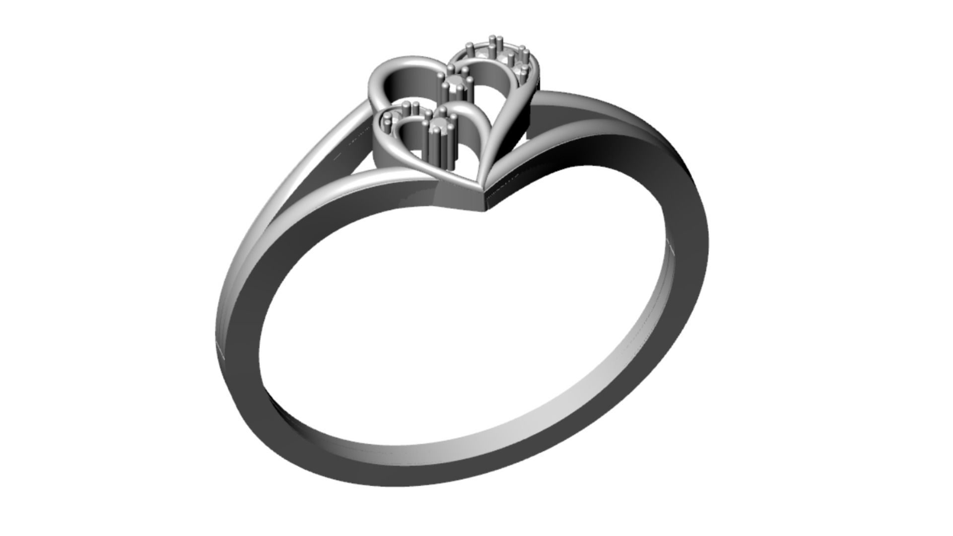 ELEGANT HEART DIAMOND RING 3D print model_5