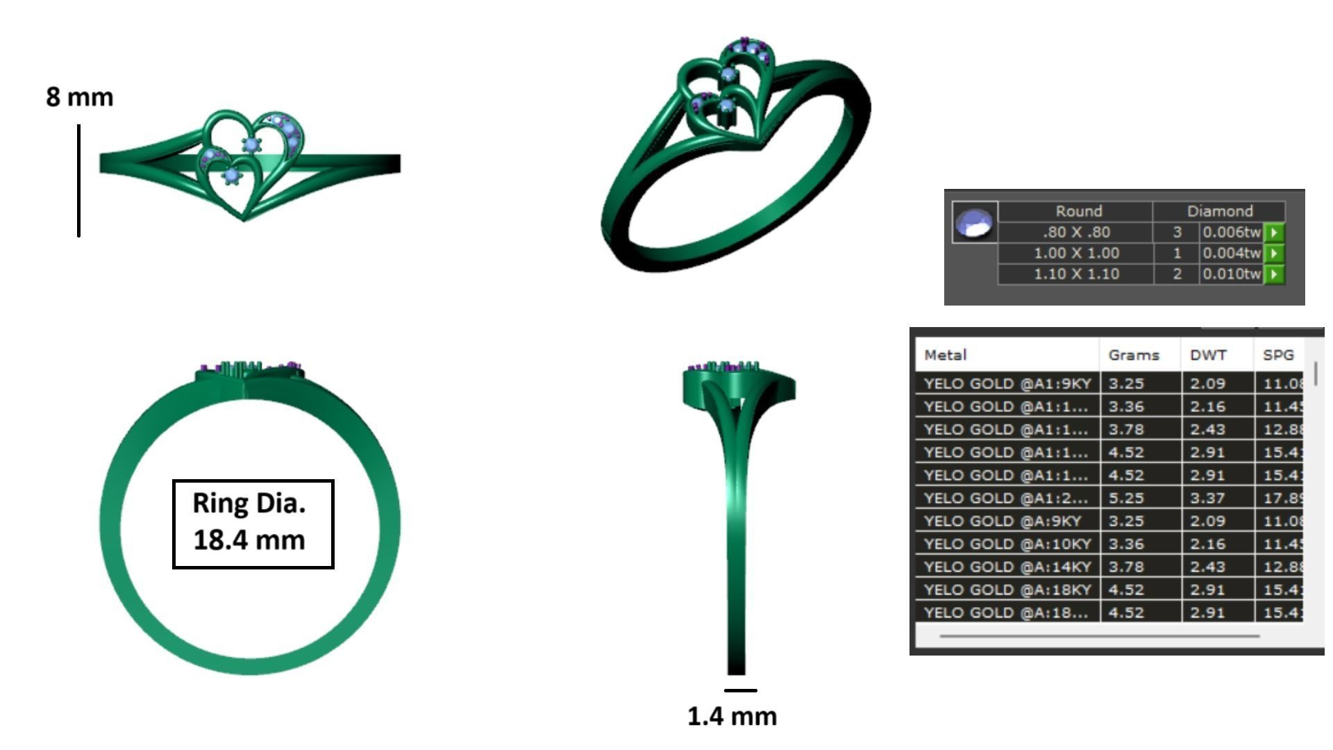 ELEGANT HEART DIAMOND RING 3D print model_2