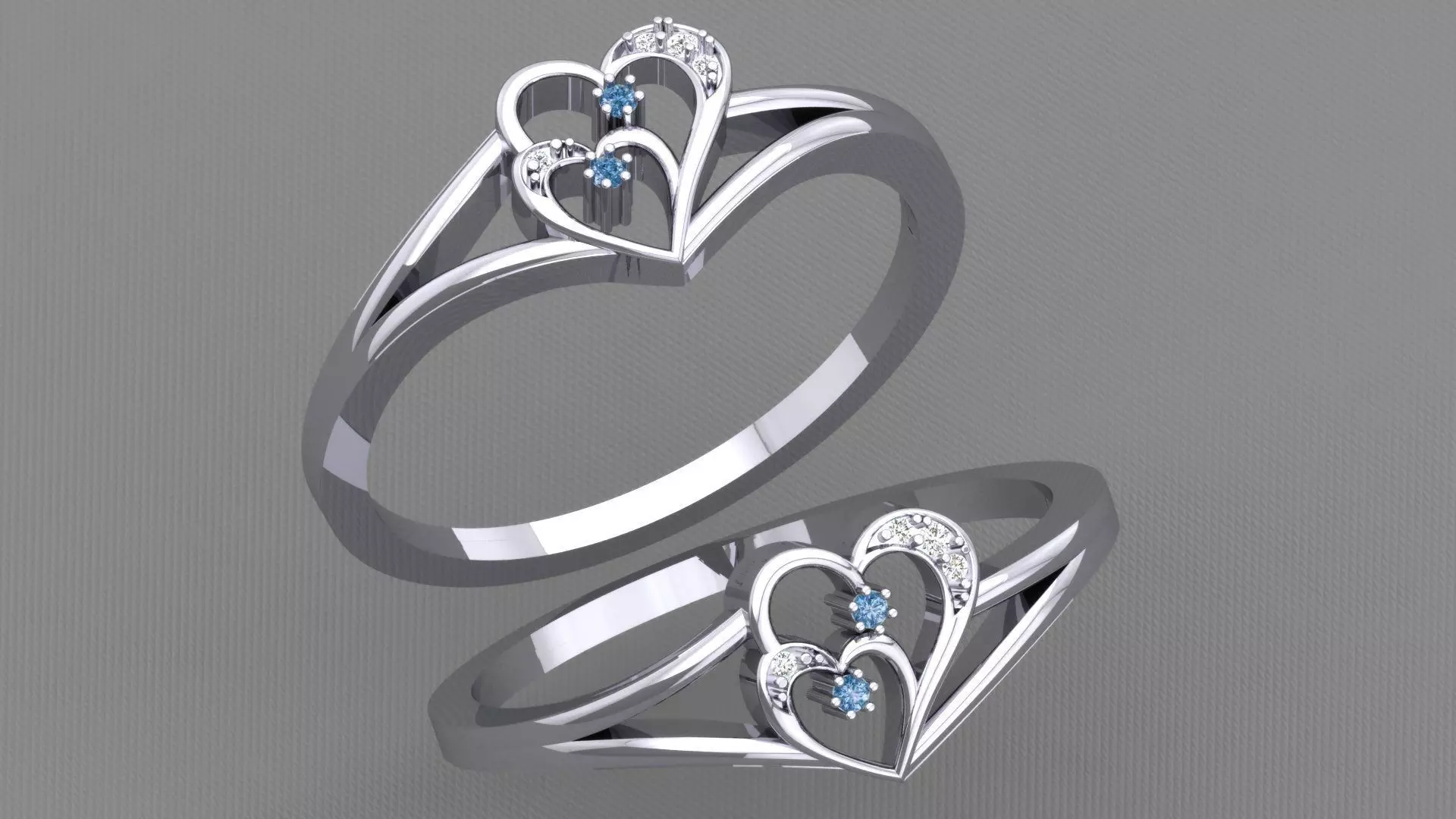 ELEGANT HEART DIAMOND RING 3D print model_0