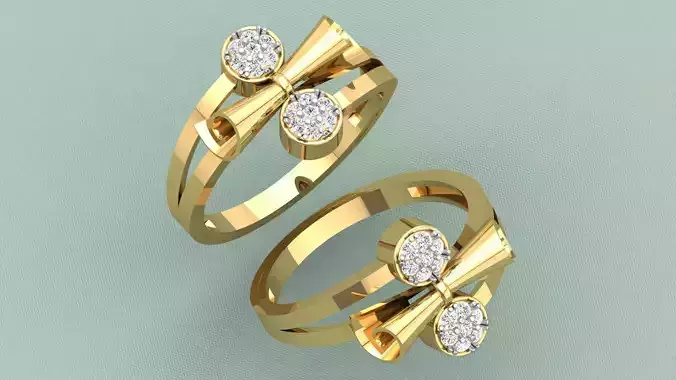 EXQUISITE SPIRAL BOW DIAMOND RING 3D print model