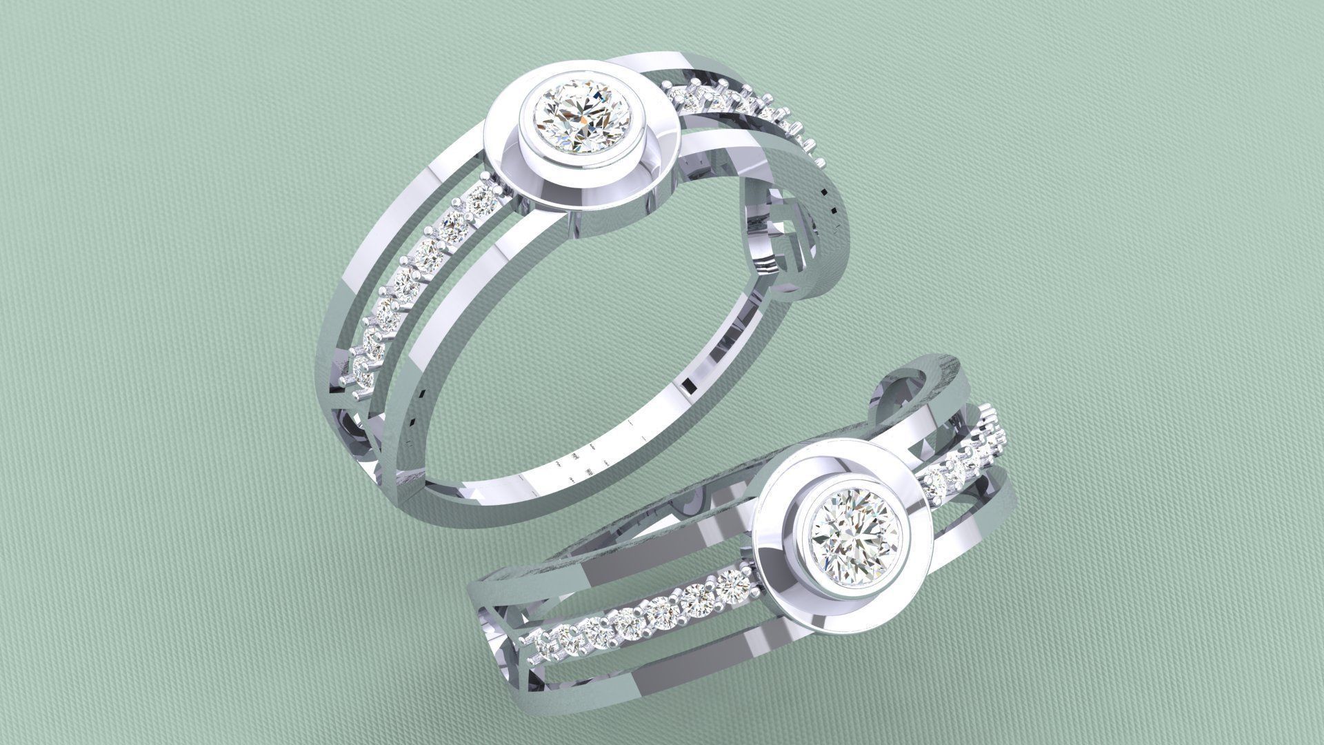 ELEGANT SOLITAIRE DIAMOND RING 3D print model_2
