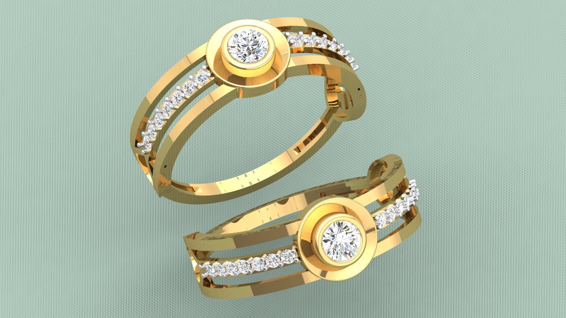 ELEGANT SOLITAIRE DIAMOND RING 3D print model_1