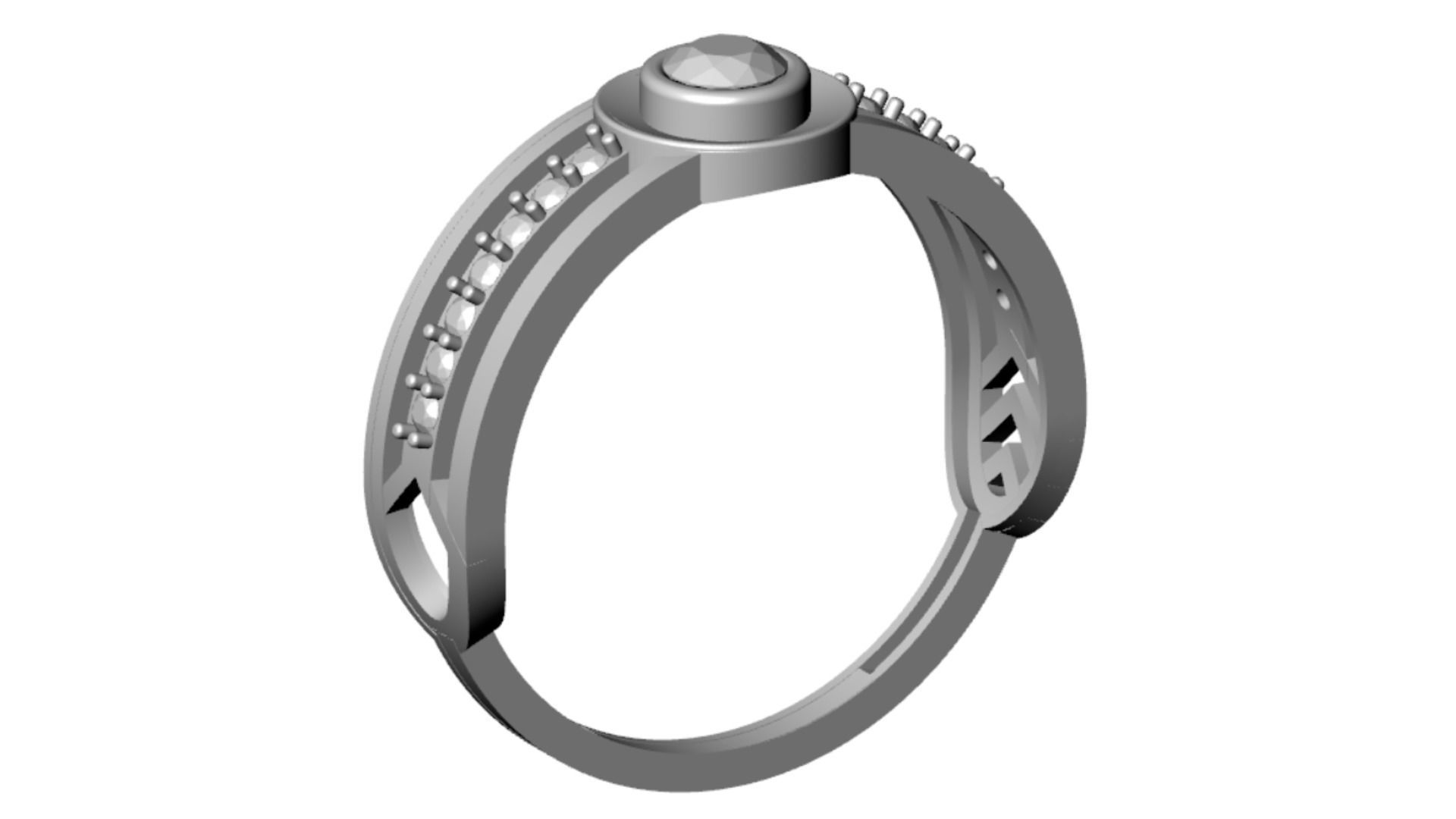 ELEGANT SOLITAIRE DIAMOND RING 3D print model_4
