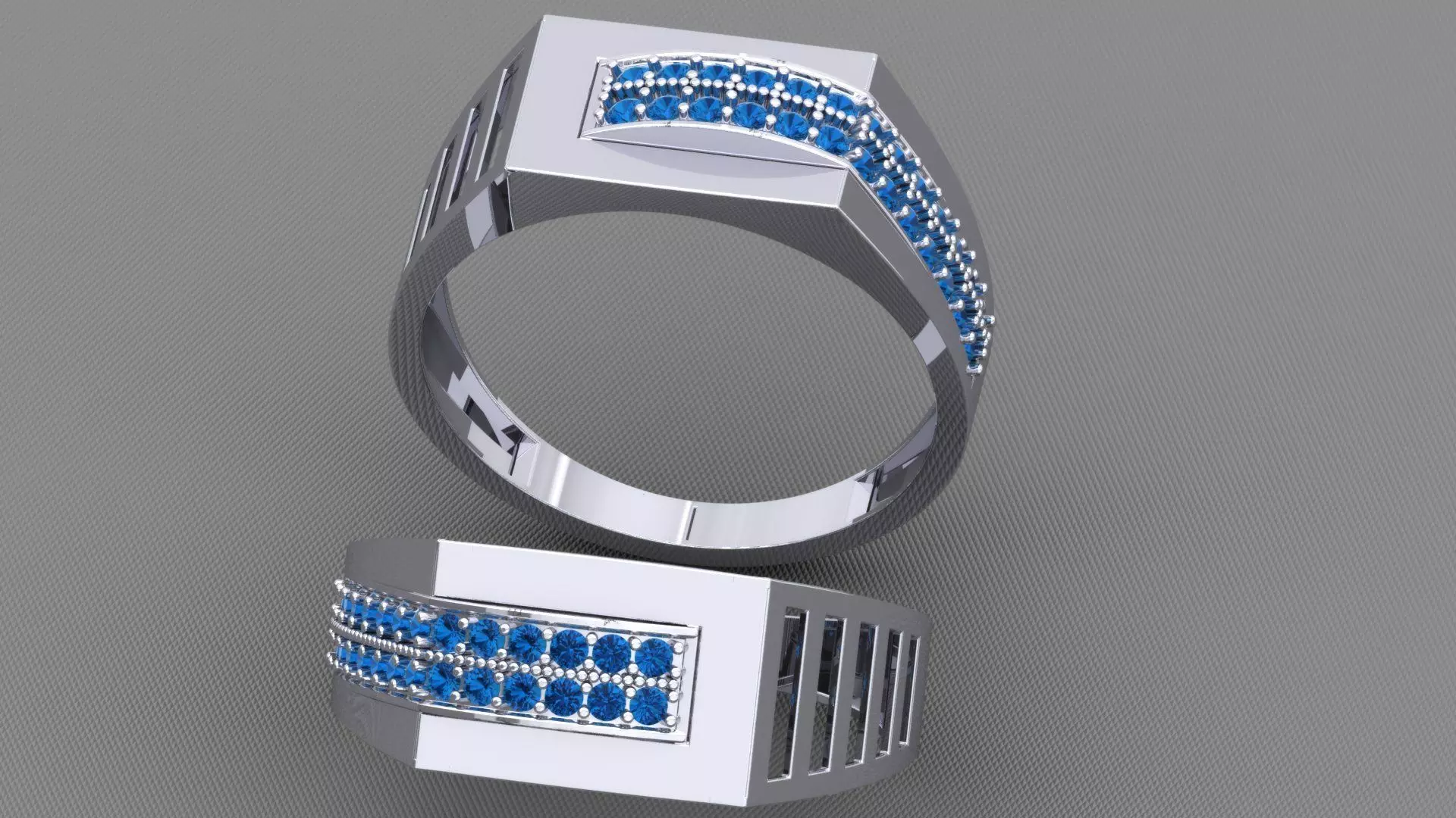RECTANGLE GENTS DIAMOND RING 3D model 3D printable | CGTrader