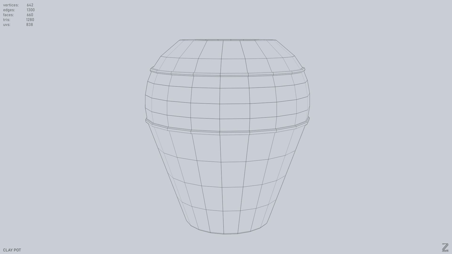 Clay pot Low-poly 3D model_15