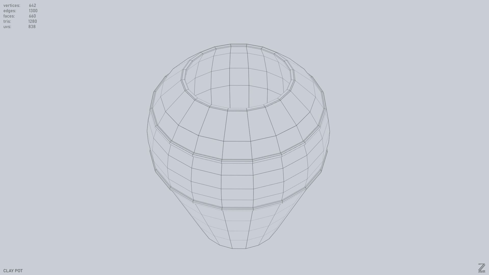 Clay pot Low-poly 3D model_12