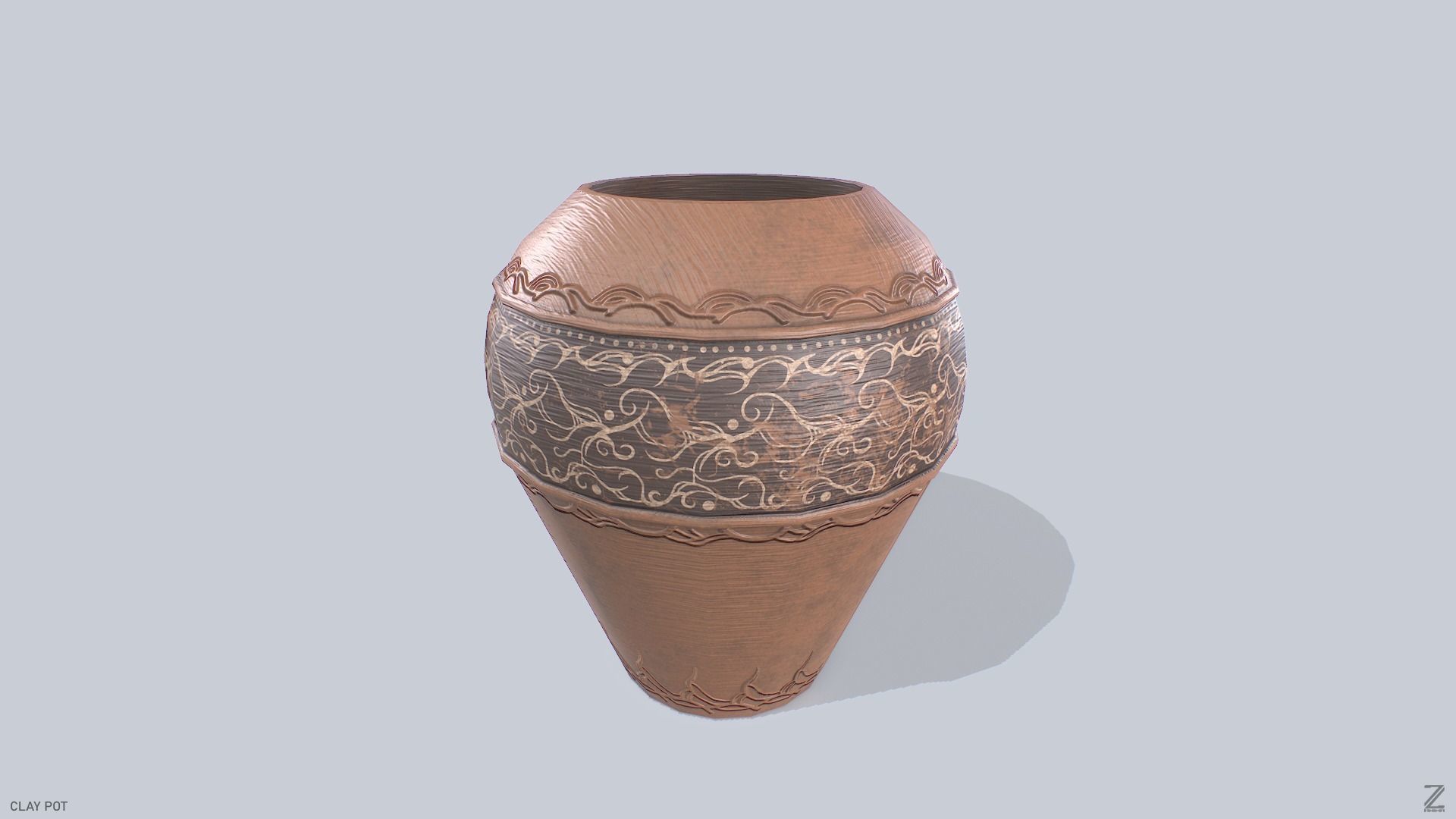 Clay pot Low-poly 3D model_4