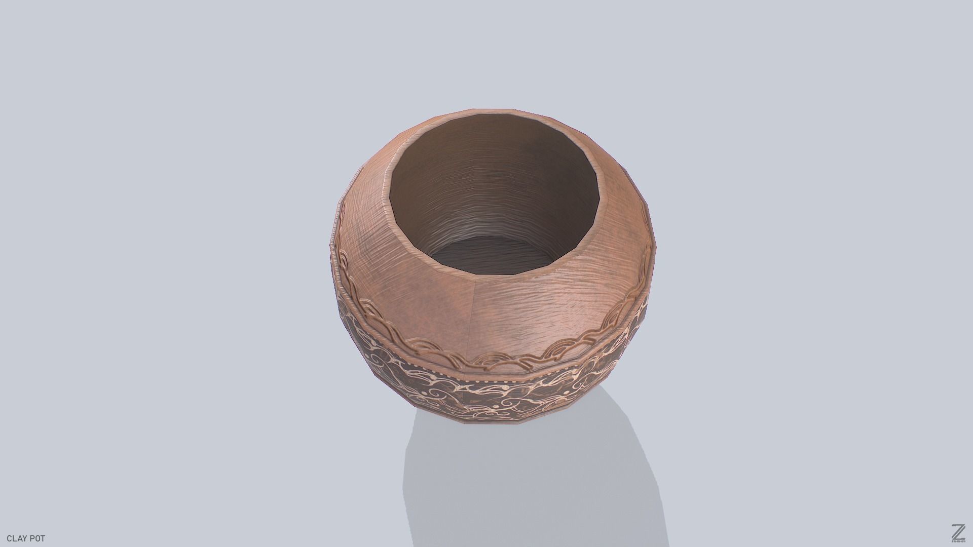 Clay pot Low-poly 3D model_6