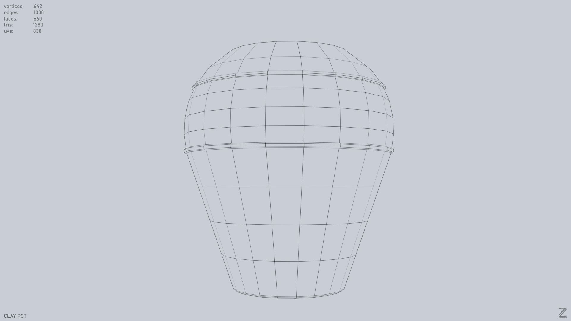 Clay pot Low-poly 3D model_11