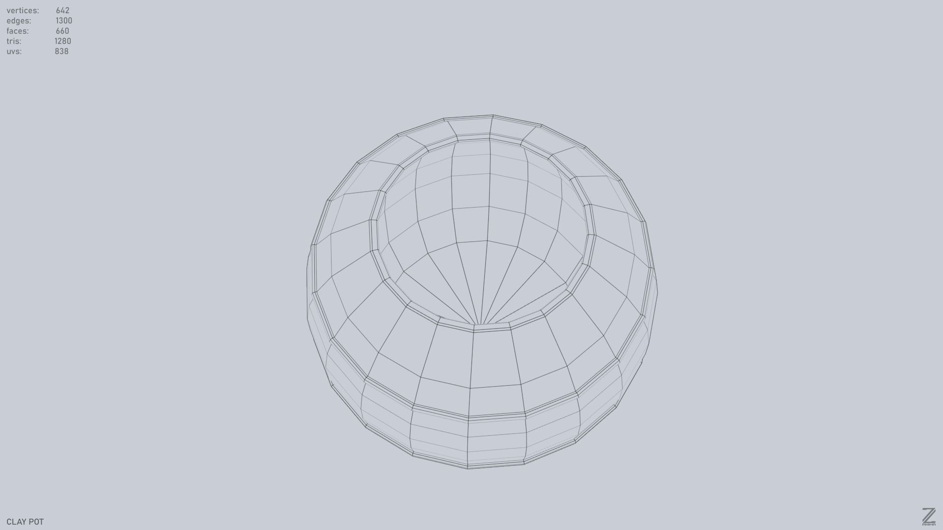 Clay pot Low-poly 3D model_10