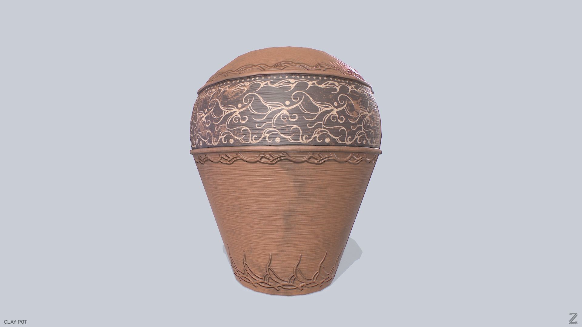 Clay pot Low-poly 3D model_2