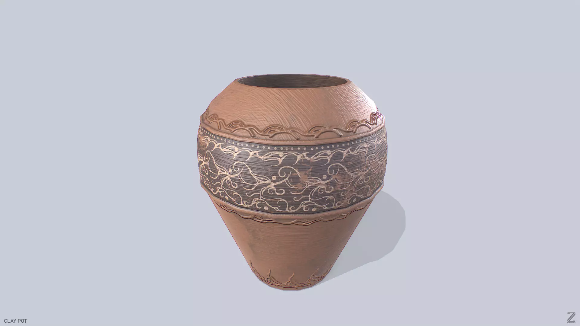 Clay pot Low-poly 3D model_0