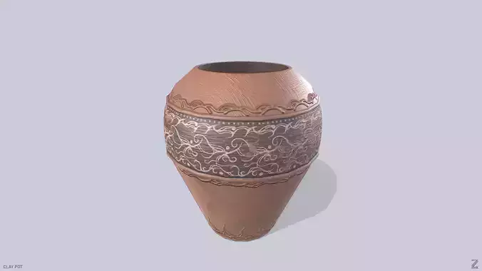 Clay pot Low-poly 3D model
