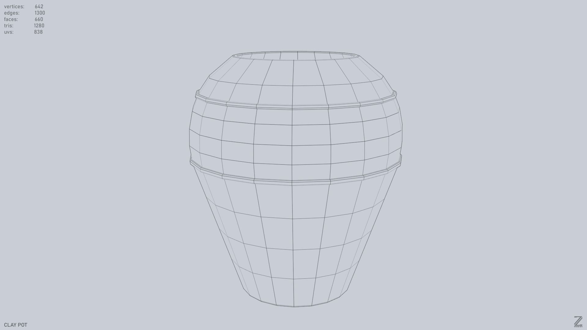 Clay pot Low-poly 3D model_13