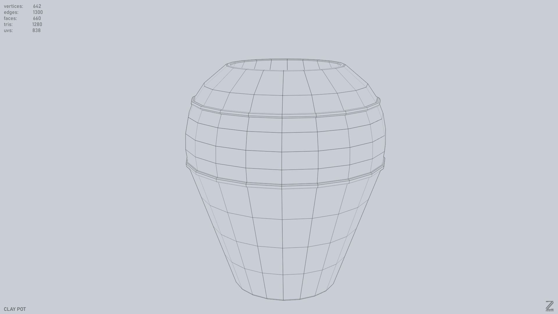 Clay pot Low-poly 3D model_9