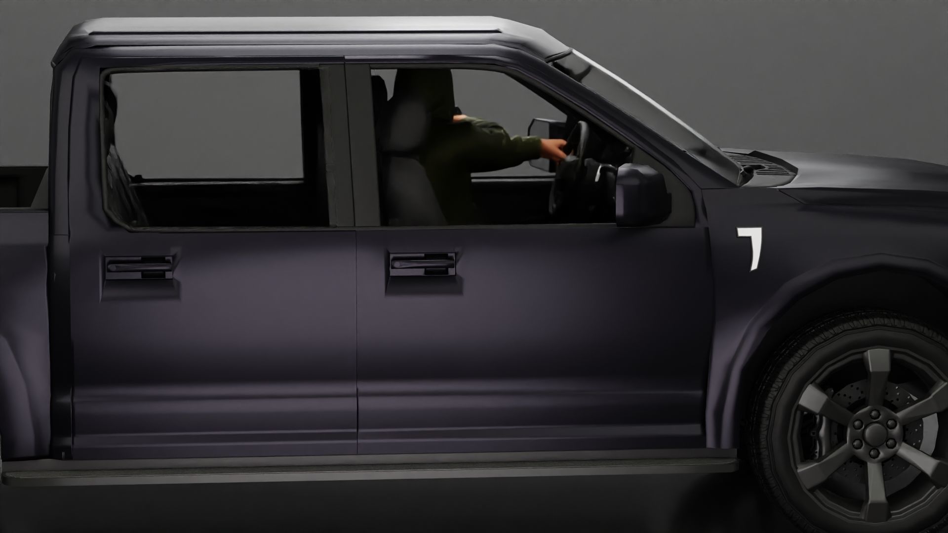 gangster in hoodie driving a car and holding gun 3D print model_5