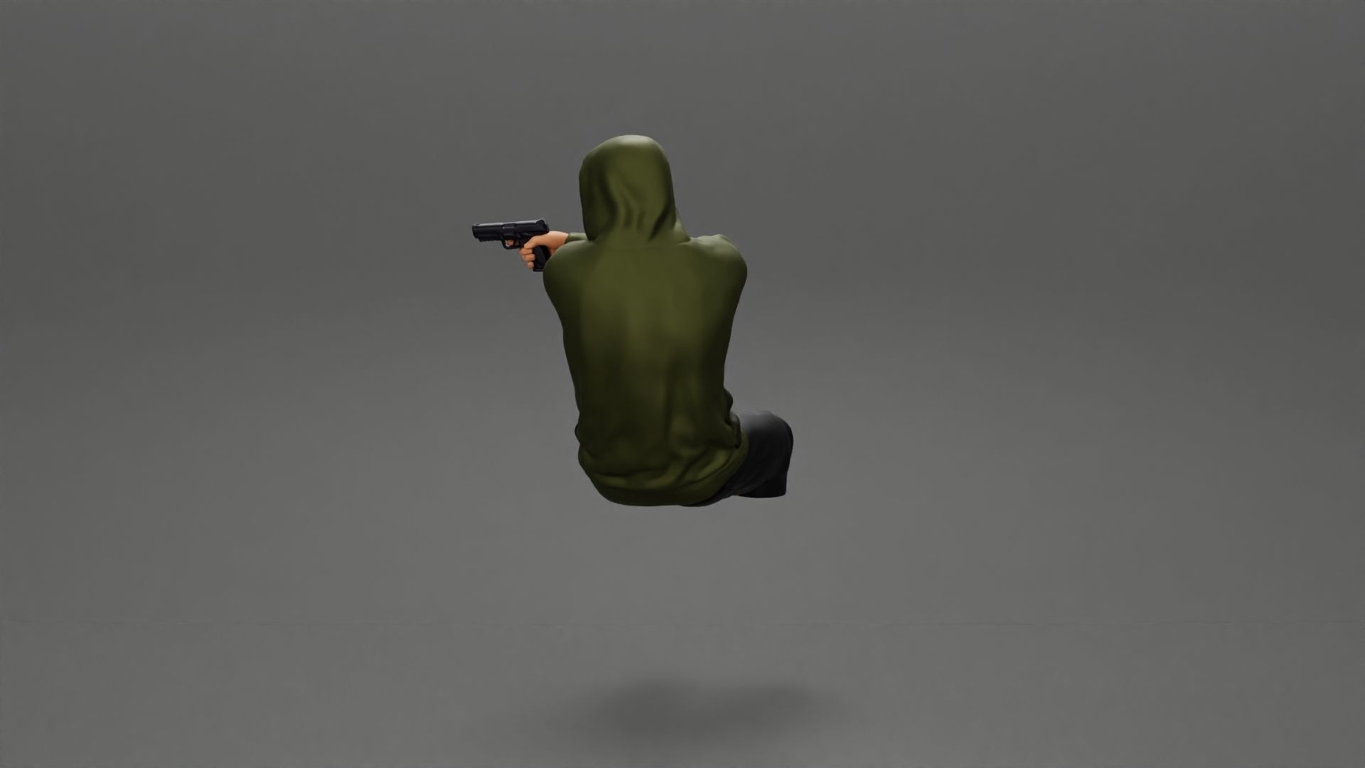 gangster in hoodie driving a car and holding gun 3D print model_16