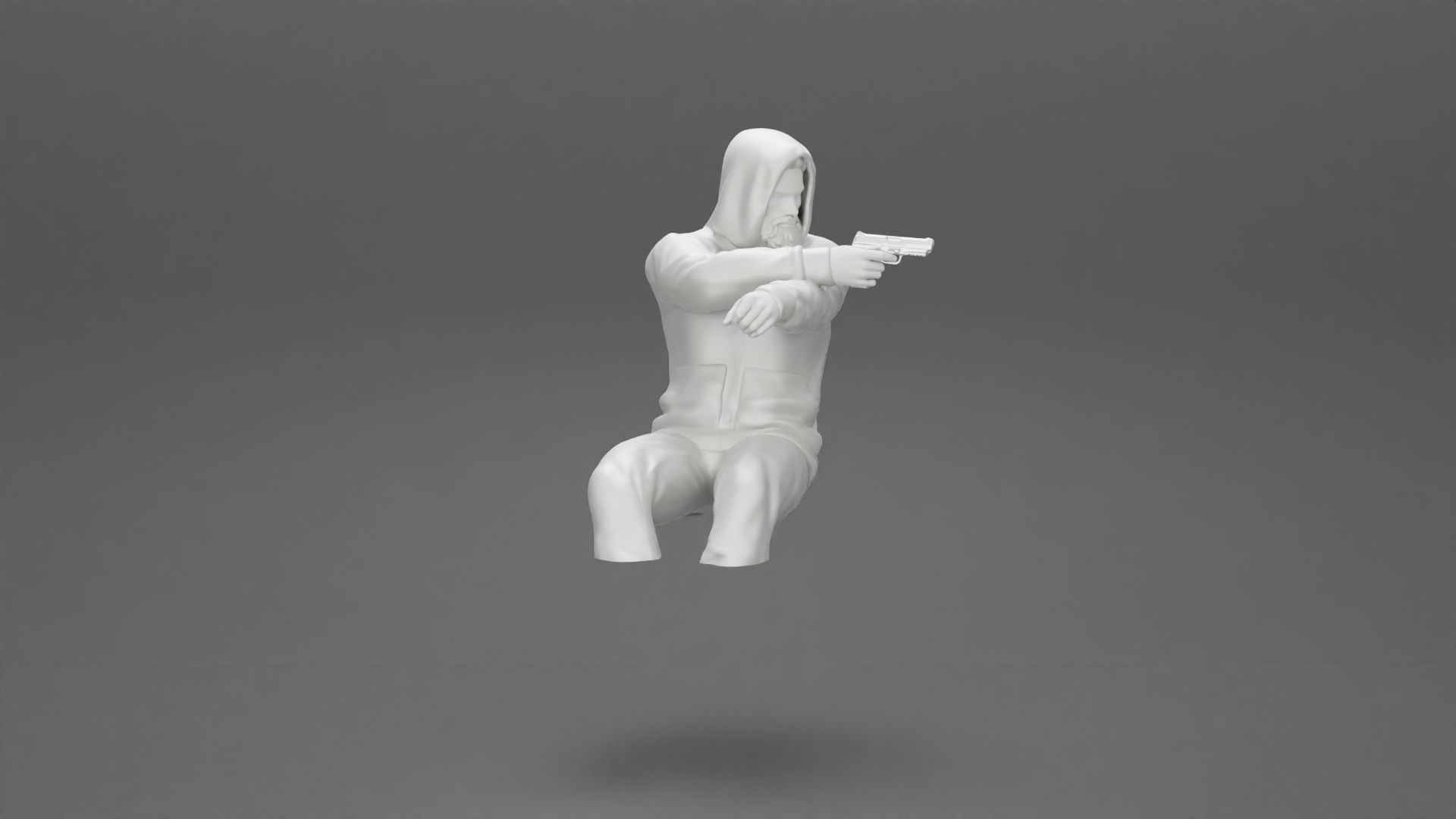 gangster in hoodie driving a car and holding gun 3D print model_31