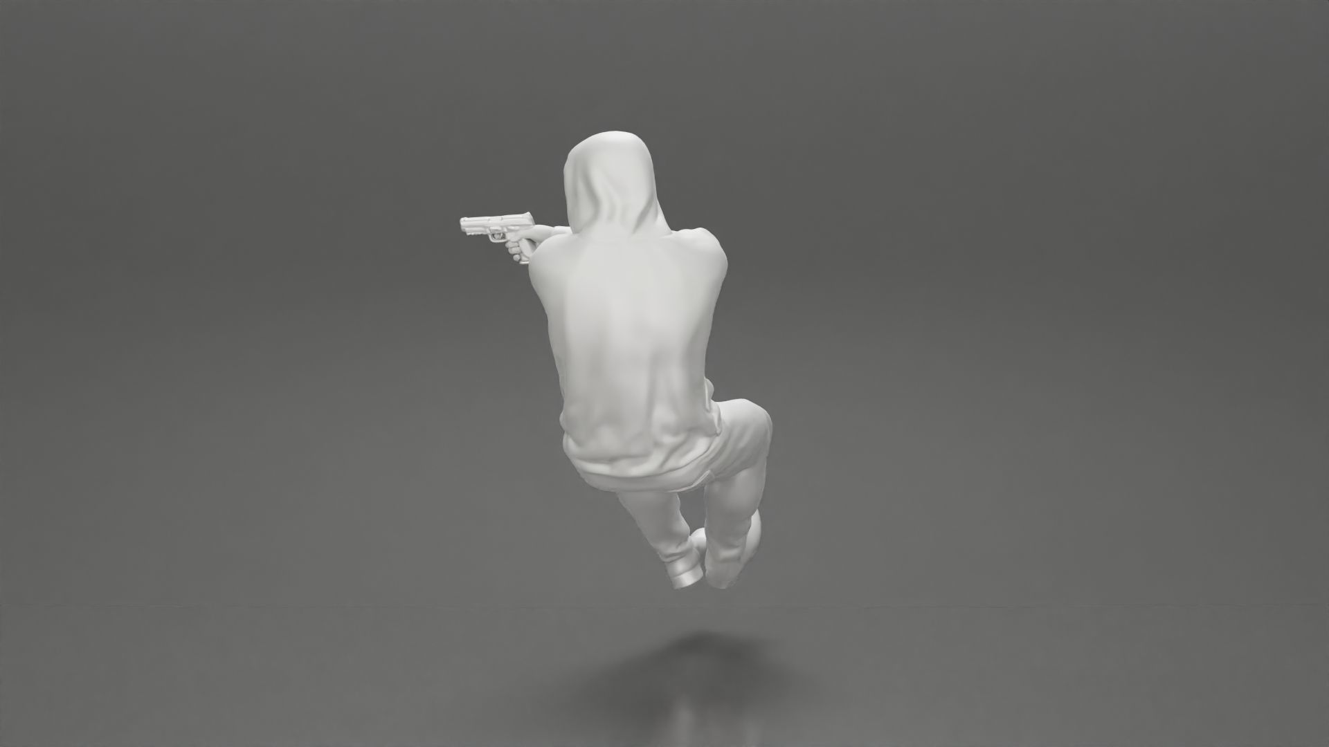 gangster in hoodie driving a car and holding gun 3D print model_28