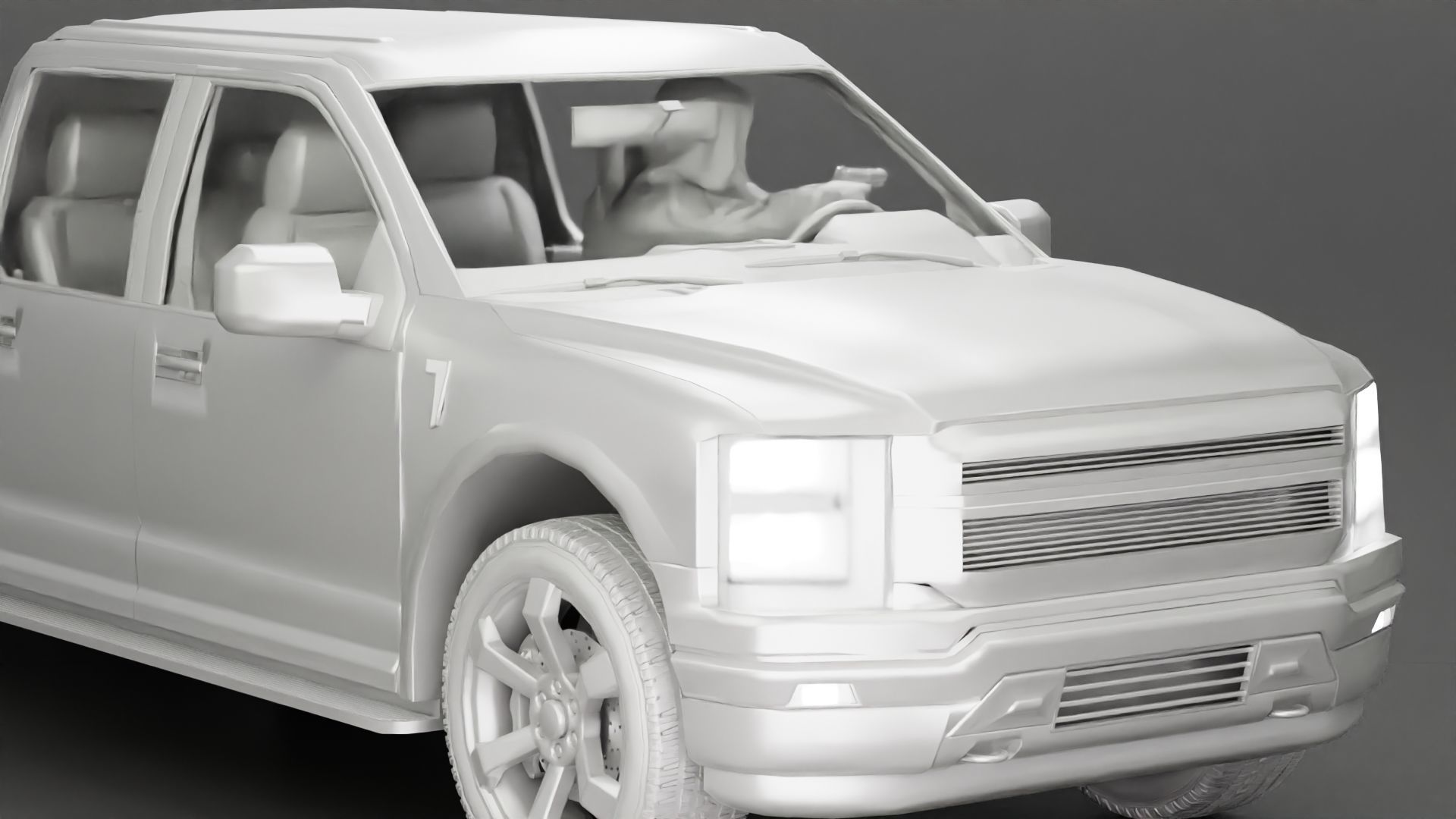 gangster in hoodie driving a car and holding gun 3D print model_20