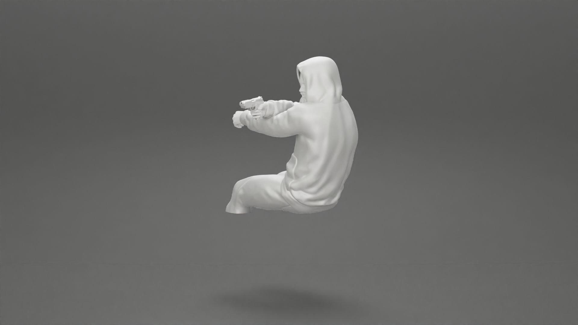 gangster in hoodie driving a car and holding gun 3D print model_35