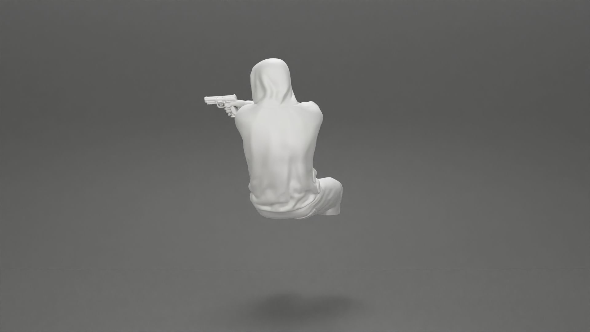 gangster in hoodie driving a car and holding gun 3D print model_34
