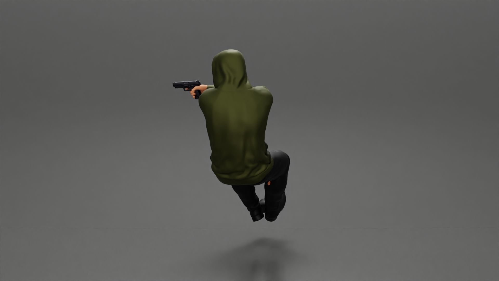 gangster in hoodie driving a car and holding gun 3D print model_11