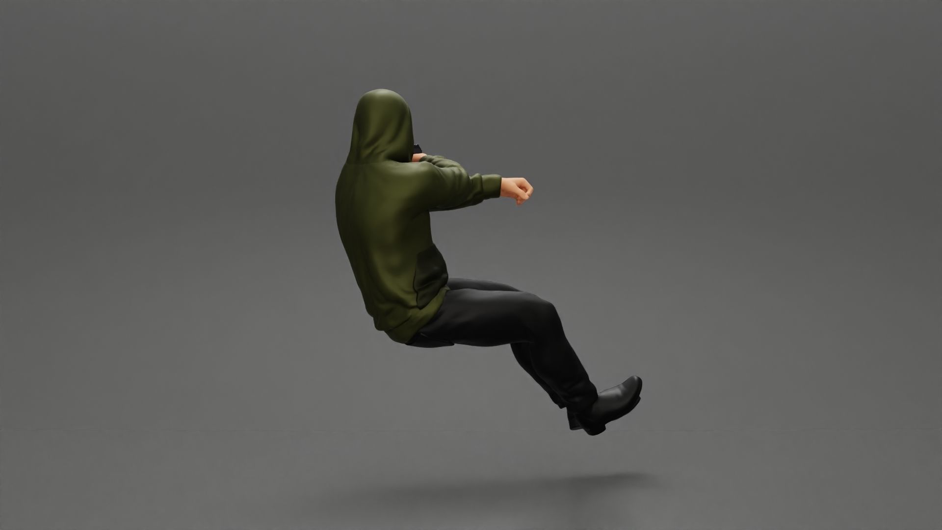 gangster in hoodie driving a car and holding gun 3D print model_10